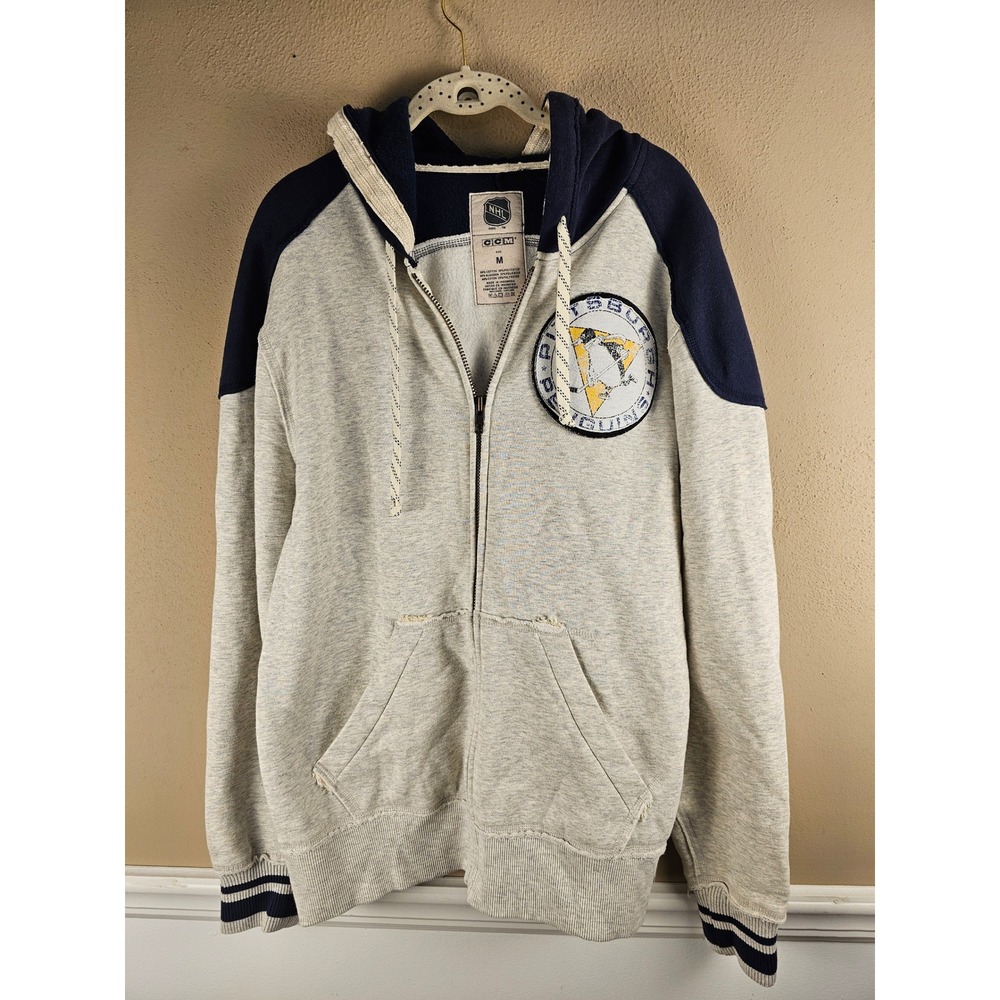 CCM Mens NHL Pittsburgh Penguins Hockey Full Zip Hoodie Jacket‎ Medium